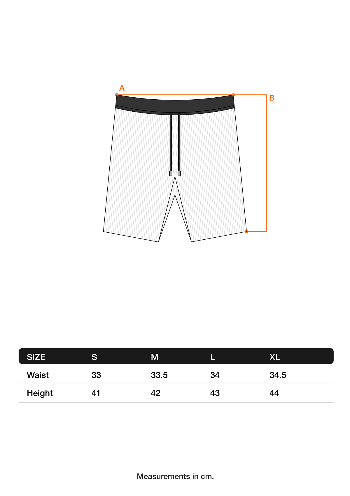 Competition Tights – size chart