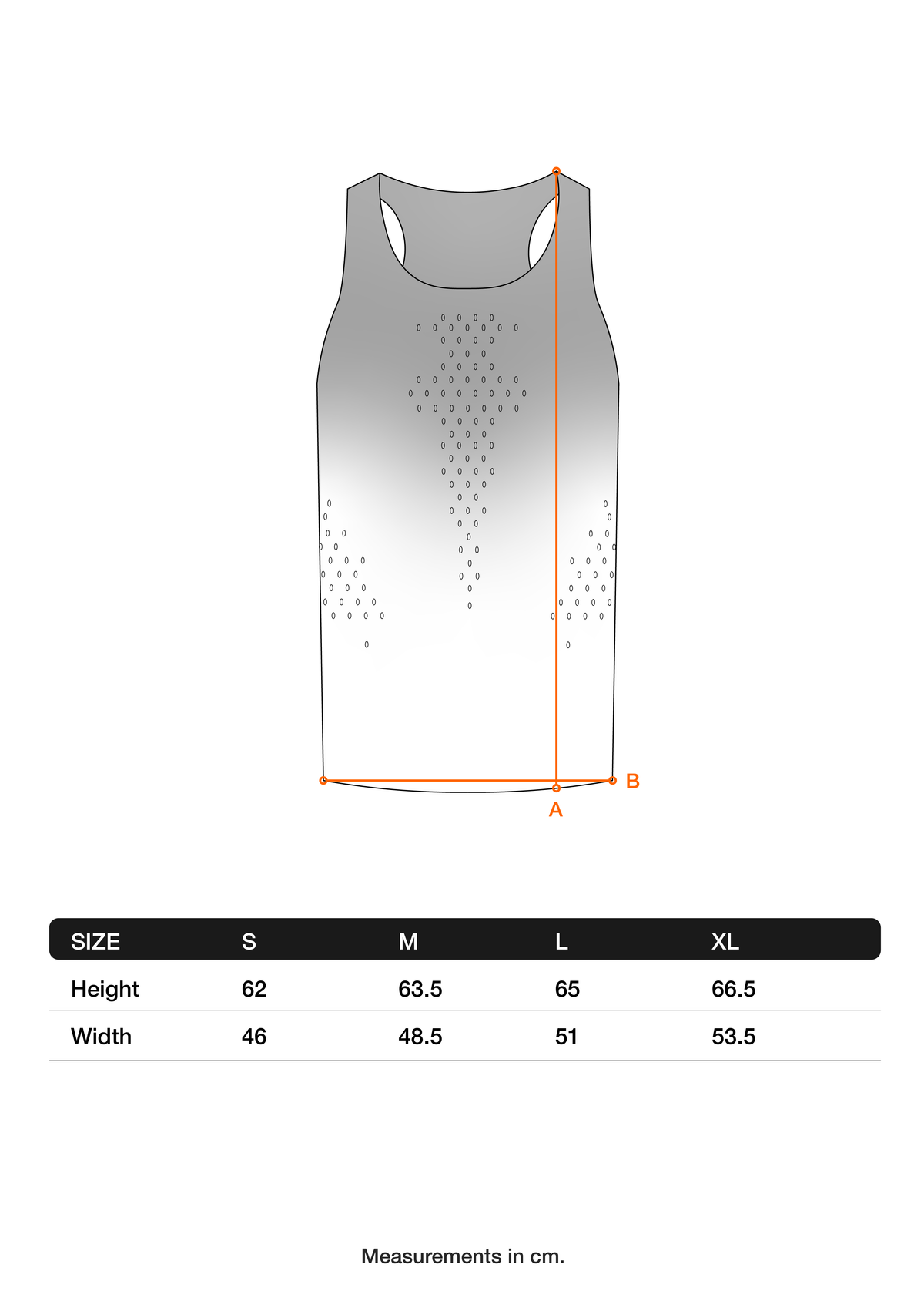 Competition Vest – size chart